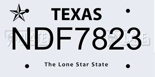 NDF7823 Texas License Plate