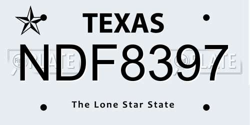 NDF8397 Texas License Plate