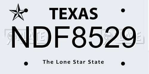 NDF8529 Texas License Plate