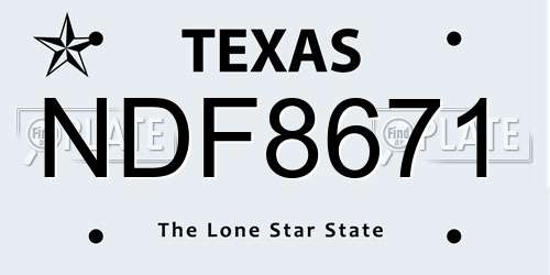 NDF8671 Texas License Plate
