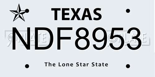 NDF8953 Texas License Plate