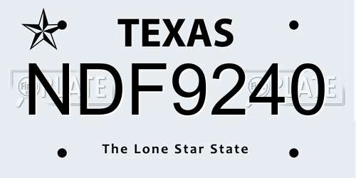 NDF9240 Texas License Plate