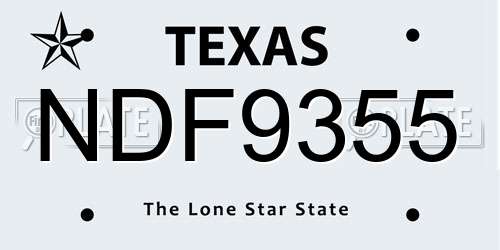 NDF9355 Texas License Plate