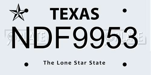 NDF9953 Texas License Plate