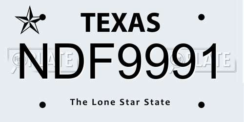 NDF9991 Texas License Plate