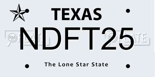 NDFT25 Texas License Plate