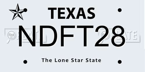 NDFT28 Texas License Plate