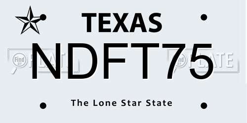 NDFT75 Texas License Plate