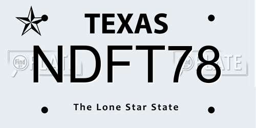 NDFT78 Texas License Plate