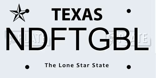 NDFTGBL Texas License Plate