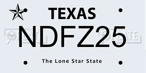 NDFZ25 Texas License Plate
