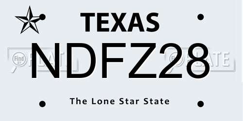 NDFZ28 Texas License Plate