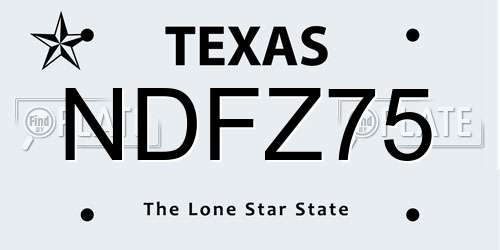 NDFZ75 Texas License Plate