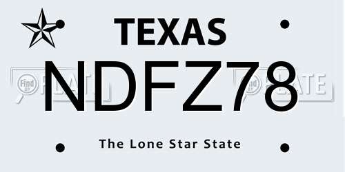 NDFZ78 Texas License Plate