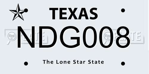 NDG008 Texas License Plate