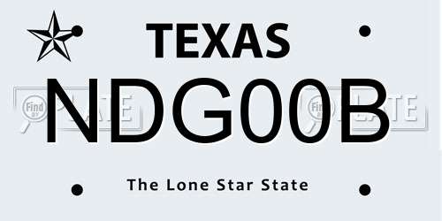 NDG00B Texas License Plate