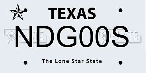NDG00S Texas License Plate