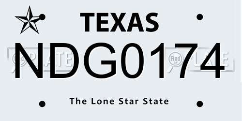 NDG0174 Texas License Plate