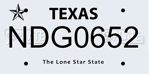 NDG0652 Texas License Plate