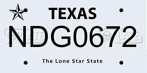 NDG0672 Texas License Plate