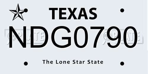 NDG0790 Texas License Plate