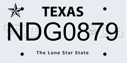 NDG0879 Texas License Plate
