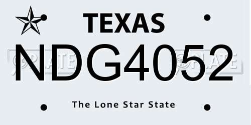 NDG4052 Texas License Plate