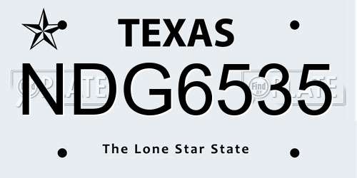 NDG6535 Texas License Plate