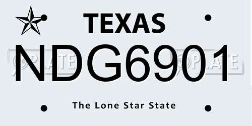 NDG6901 Texas License Plate