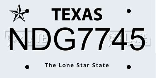 NDG7745 Texas License Plate