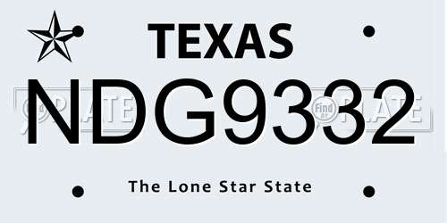 NDG9332 Texas License Plate