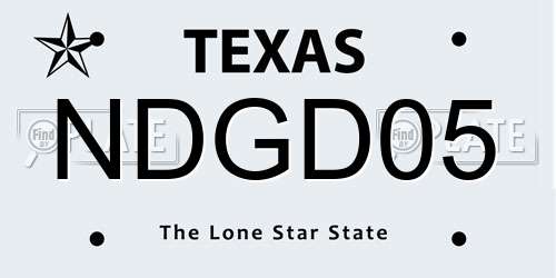 NDGD05 Texas License Plate