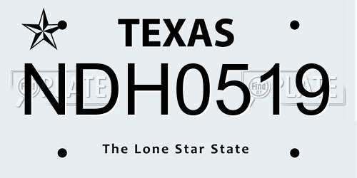NDH0519 Texas License Plate