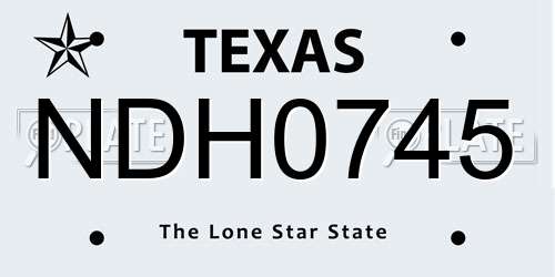 NDH0745 Texas License Plate