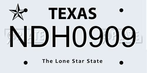 NDH0909 Texas License Plate