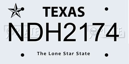 NDH2174 Texas License Plate