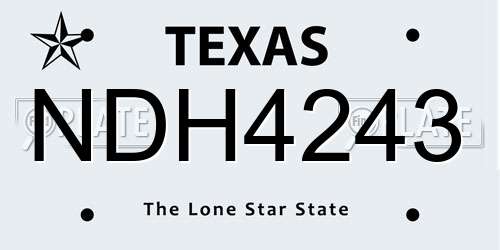 NDH4243 Texas License Plate