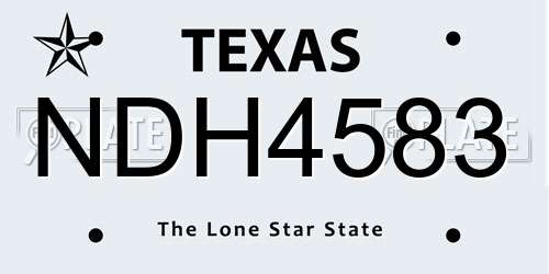 NDH4583 Texas License Plate