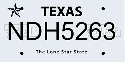 NDH5263 Texas License Plate
