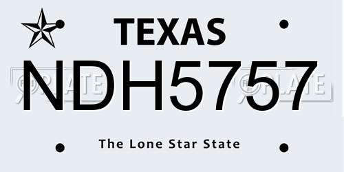 NDH5757 Texas License Plate