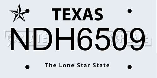 NDH6509 Texas License Plate