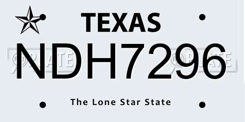 NDH7296 Texas License Plate