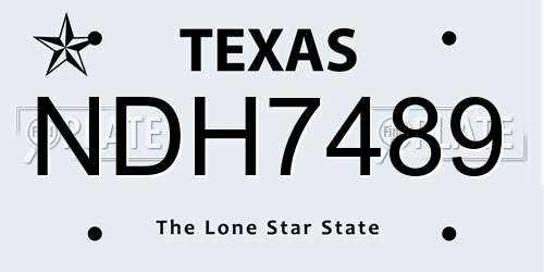 NDH7489 Texas License Plate