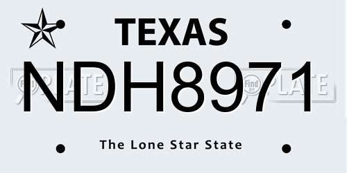 NDH8971 Texas License Plate