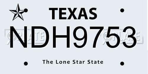 NDH9753 Texas License Plate