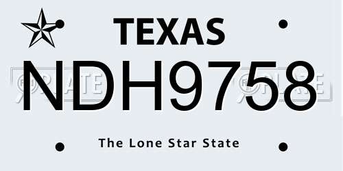 NDH9758 Texas License Plate