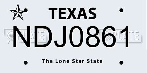 NDJ0861 Texas License Plate