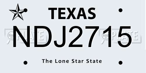 NDJ2715 Texas License Plate