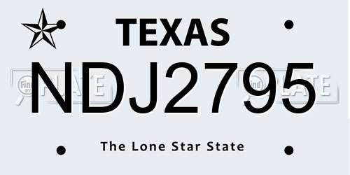 NDJ2795 Texas License Plate