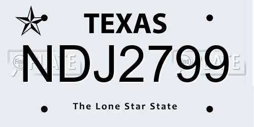 NDJ2799 Texas License Plate